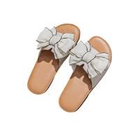 zoocco Bow Sandals for Women - Cute Slip-On Flat Sandals with Bows, Summer Sandals for Women 2025, Lightweight Vacation Shoes (I,36)