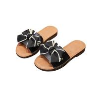 zoocco Bow Sandals for Women - Cute Slip-On Flat Sandals with Bows, Summer Sandals for Women 2025, Lightweight Vacation Shoes (E,35)