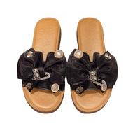 zoocco Bow Sandals for Women - Cute Slip-On Flat Sandals with Bows, Summer Sandals for Women 2025, Lightweight Vacation Shoes (F,40)