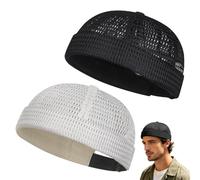 zoocco Brimless Hats for Men, Adjustable Breathable Mesh Beanie, Cooling Skullcap for Summer Outdoor Casual Wear (AH)