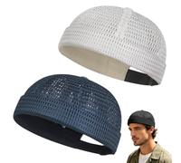 zoocco Brimless Hats for Men, Adjustable Breathable Mesh Beanie, Cooling Skullcap for Summer Outdoor Casual Wear (AF)