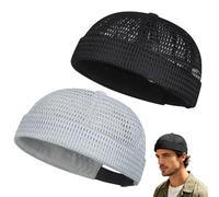 zoocco Brimless Hats for Men, Adjustable Breathable Mesh Beanie, Cooling Skullcap for Summer Outdoor Casual Wear (AB)