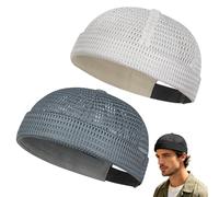 zoocco Brimless Hats for Men, Adjustable Breathable Mesh Beanie, Cooling Skullcap for Summer Outdoor Casual Wear (AZ)