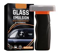 Zoocco Car Glass Emulsion, Handheld Windshield Cleaner with Oil Film Removal, Impact-Resistant Handle, 100ml Emulsion & Cleaning Board for Clear Driving Vision (1PC)