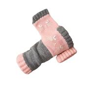 zoocco Cat Fingerless Gloves for Women, Warm Cozy & Soft Knit Fabric, Cute Cat Embroidery Knitted Fingerless Gloves (HH)