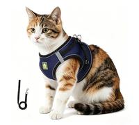 zoocco Cat Harness and Leash Set Nylon Adjustable Vest Style for Small Cats Indoor Walking Use (Navy Blue,L)