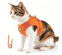zoocco Cat Harness and Leash Set Nylon Adjustable Vest Style for Small Cats Indoor Walking Use (Orange,L)