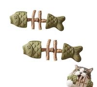 zoocco Catnip and Silvervine Chew Toy, Fish Bone Dental Toy for Indoor Adult Cats, Catnip Fish for Teeth Cleaning, Natural Cat Chew (2pc)