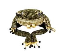 zoocco Charming Frog Coin Purse, Beaded Kiss Lock Coin Purse Keychain (1 PCS)