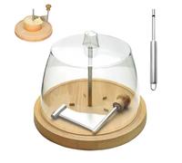 zoocco Cheese Curler with Lid, Stainless Steel Cheese Curler Wheel & Shaver with Wooden Base, Create Elegant Cheeses Rose Flowers for Cheeses Boards, Wine Nights (CC)