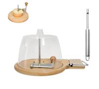 zoocco Cheese Curler with Lid, Stainless Steel Cheese Curler Wheel & Shaver with Wooden Base, Create Elegant Cheeses Rose Flowers for Cheeses Boards, Wine Nights (GG)