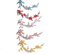zoocco Cherry Blossom Iron On Patches Embroidery Appliques for DIY Crafts (5PC)