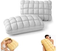 zoocco Cooling Marshmallow Pillow for Adults, Soft Cloud Pillow with Breathable Polyester Fiber Filling, Cool Sleeping for Side & Back Sleepers, Hotel Style Bed, 1/2 Pack (Grey-2)