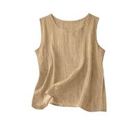 zoocco Cotton Linen Tank Tops for Women - Summer Casual Loose Fit Sleeveless Cami Comfy Breathable (Camel,3XL)
