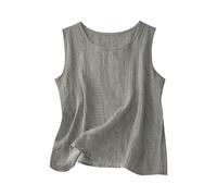 zoocco Cotton Linen Tank Tops for Women - Summer Casual Loose Fit Sleeveless Cami Comfy Breathable (Gray,XXL)