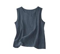 zoocco Cotton Linen Tank Tops for Women - Summer Casual Loose Fit Sleeveless Cami Comfy Breathable (Navy Blue,3XL)