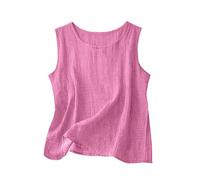 zoocco Cotton Linen Tank Tops for Women - Summer Casual Loose Fit Sleeveless Cami Comfy Breathable (Rose Pink,5XL)