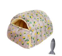 zoocco Cozy Monster Cat Bed, Cave Pet Bed with Removable Cushion & Non-Slip Bottom, Soft Cat beds for Indoor Cats & Small Dogs (Gray Lemon,Small)