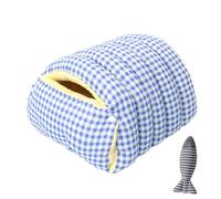 zoocco Cozy Monster Cat Bed, Cave Pet Bed with Removable Cushion & Non-Slip Bottom, Soft Cat beds for Indoor Cats & Small Dogs (Blue Checkered,Large)