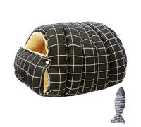 zoocco Cozy Monster Cat Bed, Cave Pet Bed with Removable Cushion & Non-Slip Bottom, Soft Cat beds for Indoor Cats & Small Dogs (Black Checkered,Large)