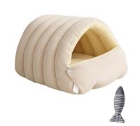 zoocco Cozy Monster Cat Bed, Cave Pet Bed with Removable Cushion & Non-Slip Bottom, Soft Cat beds for Indoor Cats & Small Dogs (Light Beige,Small)