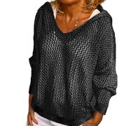 zoocco Crochet Tops for Women, Lightweight Hollow, Swimsuit Coverup for Women, Vacation Boho Style (Black,XL)