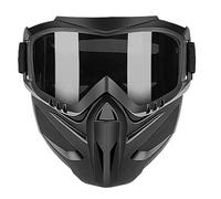 zoocco Detachable Full Face Goggle Mask, Anti-Fog Safety Face Shield for Grass Cutting, Welding, Riding & Paintball, Full Face Goggles with Adjustable Hood (Grey)