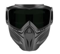 zoocco Detachable Full Face Goggle Mask, Anti-Fog Safety Face Shield for Grass Cutting, Welding, Riding & Paintball, Full Face Goggles with Adjustable Hood (Black)