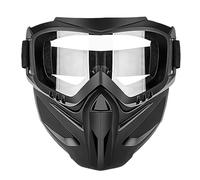 zoocco Detachable Full Face Goggle Mask, Anti-Fog Safety Face Shield for Grass Cutting, Welding, Riding & Paintball, Full Face Goggles with Adjustable Hood (Transparent)