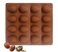 zoocco Easter Egg Silicone Baking Molds - 3 Pack 24 Cavity Set - Molds for Chocolate, Cake, Jello - Festive DIY Dessert Tools (Brown*3 Pcs)
