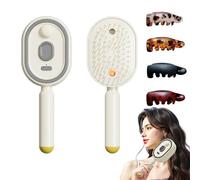zoocco Electric Spray Air Cushion Brush for Daily Hair Care, Rechargeable Mist Hair Brush for Women, Smooth Detangling & Comfortable Scalp Care (White)