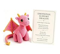 zoocco Emotional Support Dragon Plush Pocket Buddy Soft Mini Comfort Companion Stress Relief Desk Decor Cute Dragon Gift for Anxiety Relief Cheer Up Present for Adults Friends Office (Pink)
