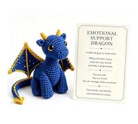 zoocco Emotional Support Dragon Plush Pocket Buddy Soft Mini Comfort Companion Stress Relief Desk Decor Cute Dragon Gift for Anxiety Relief Cheer Up Present for Adults Friends Office (Blue)