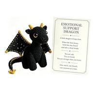 zoocco Emotional Support Dragon Plush Pocket Buddy Soft Mini Comfort Companion Stress Relief Desk Decor Cute Dragon Gift for Anxiety Relief Cheer Up Present for Adults Friends Office (Black)