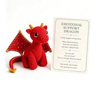 zoocco Emotional Support Dragon Plush Pocket Buddy Soft Mini Comfort Companion Stress Relief Desk Decor Cute Dragon Gift for Anxiety Relief Cheer Up Present for Adults Friends Office (Red)