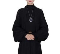 zoocco Fashion Hollow out Knitted Shawl Coat, Stylish Drape Cape Open Front for Versatile Fall Winter Cover Up (Black)