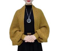 zoocco Fashion Hollow out Knitted Shawl Coat, Stylish Drape Cape Open Front for Versatile Fall Winter Cover Up (Yellow)