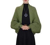 zoocco Fashion Hollow out Knitted Shawl Coat, Stylish Drape Cape Open Front for Versatile Fall Winter Cover Up (Green)