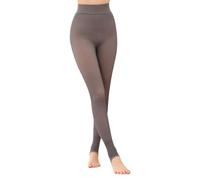 zoocco Fleece Lined Leggings Women - Thermal Leggings Tummy Control Butt Lifting Design, One-Seam Fake Sheer (B Gray,L)