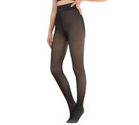 zoocco Fleece Lined Leggings Women, Thermal Leggings Tummy Control Butt Lifting Design, One-Seam Fake Sheer (Black Footed Tights,L)