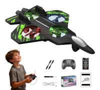 zoocco Foam Remote Control Airplane for Kids, 360° Flip Remote Control Jet with Led Lights, Stunt Roll & High-Fly Action for Boys Birthday Gift (Green)