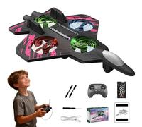 zoocco Foam Remote Control Airplane for Kids, 360° Flip Remote Control Jet with Led Lights, Stunt Roll & High-Fly Action for Boys Birthday Gift (Red)