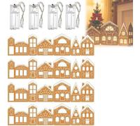 zoocco Gingerbread Village Magic, Gingerbread House Cardboard Cabinet Topper Farmhouse Rustic Table Gift 2 Gingerbread House Cardboards + 1 String Light (4pcs)