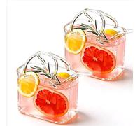 zoocco Glass Purse for Drinks, 26oz Unique Handbag-Shaped Drinking Glass with Straw, Creative Wine Cup Purse for Cocktail, Juice, Tea, Flowers (2pc)