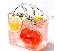 zoocco Glass Purse for Drinks, 26oz Unique Handbag-Shaped Drinking Glass with Straw, Creative Wine Cup Purse for Cocktail, Juice, Tea, Flowers (1pc)