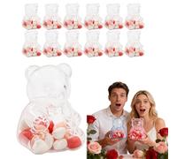 zoocco Gummy Bear Container - Valentine Bear Container, Reusable Clear Gummy Bears Containers for Valentine'S Day, Party Favors, Candy Filled with Love (Transparent,12 Pcs)