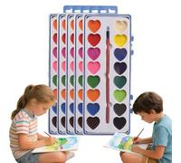 zoocco Heart Watercolor Paint Set - Water Color Valentines, Heart Shaped Watercolors for Classroom Exchange School Favors Art Activities Painting (16 Color- 5 Pcs)