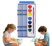 zoocco Heart Watercolor Paint Set - Water Color Valentines, Heart Shaped Watercolors for Classroom Exchange School Favors Art Activities Painting (8 Color-10 Pcs)