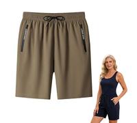 zoocco Icy Shorts for Women Over 50, Ice Silk Cooling Stretch Quick Dry Casual Summer Active Shorts for Senior Women (Khaki,7XL)