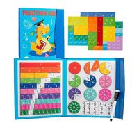 zoocco Magnetic Fraction Demonstration Book, Rainbow Magnetic Fraction Tiles Visual Aids for Enhancing Math Skills in Early Education (Dinosaur)
